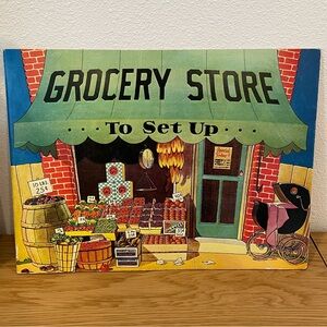 Vintage! Reproduction of Antique Grocery Store Set Up  Punch Out Lithograph 80s